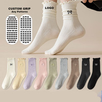 Nouvelle Arrivée Chaussettes Courtes Quotidiennes Décontractées pour Femmes en Coton Respirant avec Joli Volant en Dentelle et Nœud Personnalisé pour Filles