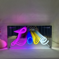 Lampu Neon LED 3D ukuran khusus Bar selebriti Internet lampu latar belakang cermin terowongan ribu lapisan lapisan Yss cermin tak terbatas bercahaya