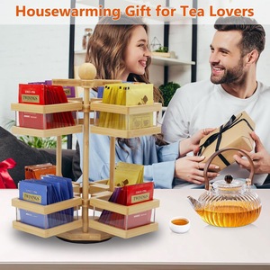 Wooden <b>Tea</b> Bag Storage Rack 360 Rotating Multi Layer Kitchen Counter Organizer Solid Wood Shelf For Coffee And <b>Tea</b> - Product Image 2