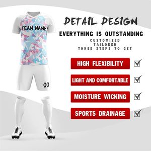 Maillot de football personnalisé avec short, nom, numéro et logo, col en V, unisexe, adulte, respirant, sublimé, 180g, uniforme de football - Product Image 3