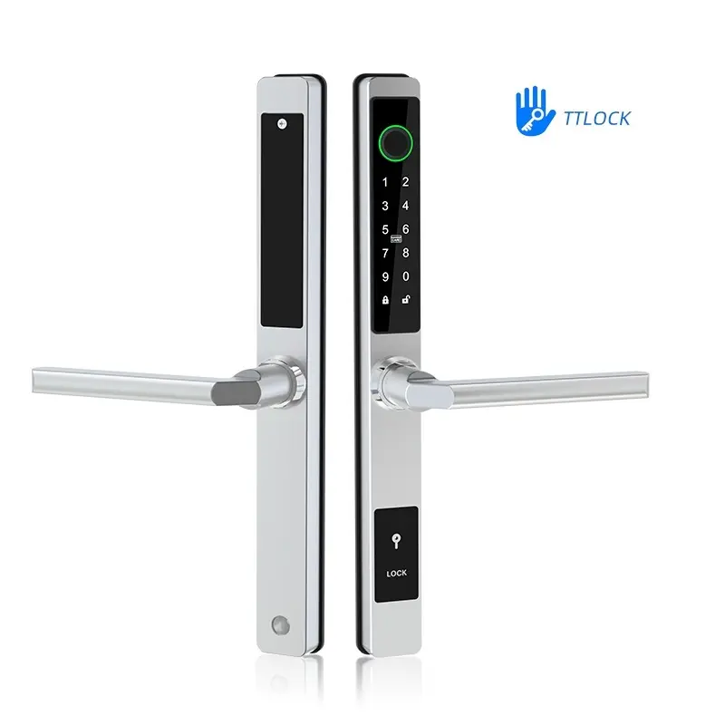 Alumínio Alloy Fingerprint Lock senha RFID Card smart lock door impermeável ao ar livre