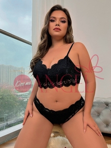 Conjunto de sutiã de renda sexy BEIJO ME ANJO PLUS TAMANHO 1XL 2XL 3XL 4XL perspectiva underwear bra brief conjuntos calcinha plus size sono das mulheres - Product Image 5