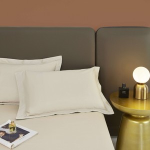 Conjunto de Roupa de Cama em Tecido de Algodão 100% Bege, Lençol Macio, Fronha de Cor Sólida, Atacadista - Product Image 3