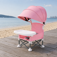 Chaise haute bébé pliable portable avec plateau amovible et auvent, structure en alliage d'aluminium, design moderne, écologique, pour cuisine et jardin