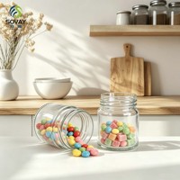 Stoples Kaca Bulat Elegan 150ml, Dinding Halus Besar untuk Label, Ideal untuk Madu, Rempah-rempah, Selai Kacang, dan Selai Buatan Tangan