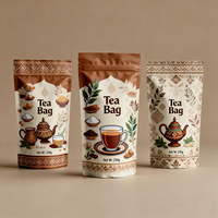 Série Direct Fabricant : Sachet Doypack Thé Ethnique avec motifs tasses de café vert et marron et épices