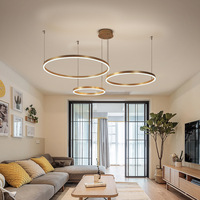 Projet d'hôtel sur mesure Lustre de plafond rond noir pour salon moderne Luminaire suspendu à anneau circulaire à LED