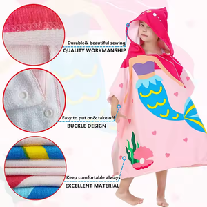 Poncho de microfibra Toallas de playa Diseño personalizado Verano Playa Usable Dibujos animados Impreso Niños Estilo tropical - Product Image 5