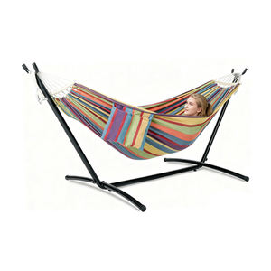 Hamac de camping d'extérieur avec support en acier pliable et sac de transport, lit suspendu pour salon, parc, enfants - Product Image 1