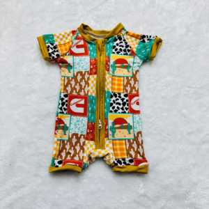 Детские летние пижамы из бамбука с коротким рукавом для мальчиков и девочек, на молнии, для новорожденных, с индивидуальным принтом в западном стиле - Product Image 1