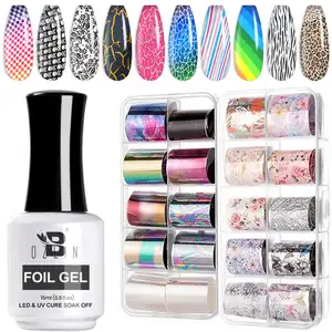 Vente en gros 15ml Semi Permanent Soak Off UV LED Feuille de colle à ongles Gel de transfert de vernis à ongles Feuille Gel pour ongles Colle Art Autocollants