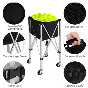Opvouwbare Pickleball Tennisbalkar Met Wielen Tennisbaan Trainingsapparatuur Tennisbal Hopper Bal Mand Trolley - Product Image 2