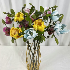 Magnolia corta con 3 flores artificiales planta boda cumpleaños decoración del hogar 3D impreso - Product Image 1