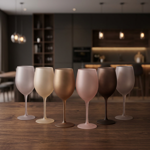 Set di 6 Calici da Vino Satinati da 650ml con Effetto Ghiaccio, Artigianali in Vetro Color Cioccolato Villa d'Este Home Tivoli per Happy Hour - Product Image 3