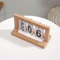 Calendrier de bureau en bois éco-responsable 365 jours, personnalisable avec logo, design artistique, horloge, 20,5x12x9cm