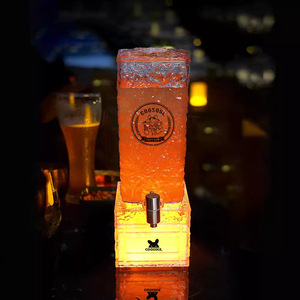 Dispensador de Cerveza con Patrón de Hielo Iluminado Wan Zhan, Rectangular, de Acero Inoxidable, con Grifo, Contenedor de Bebidas para KTV, Servidor de Cerveza Comercial - Product Image 3