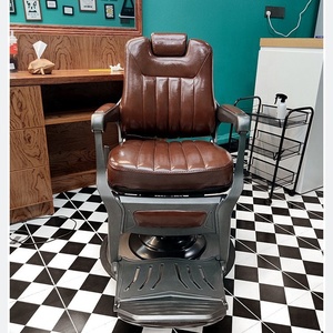 Fauteuil de Barbier Noir Moderne de Luxe pour Salon de Coiffure, Chaise de Barbier Ajustable et Rotative pour Hommes - Product Image 2