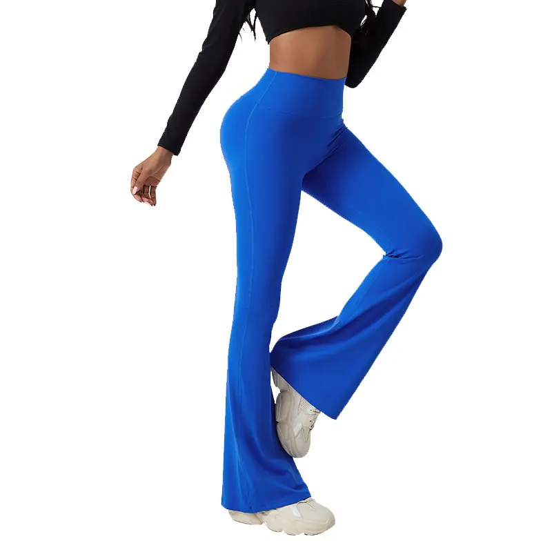 Pantalon de yoga Bootcut pour femmes avec logo personnalisé pantalon d'entraînement de gym évasé marron avec contrôle du ventre sans transparence