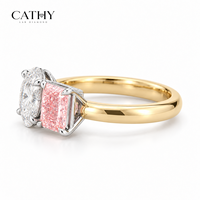 IGI-Zertifizierter Labor-Diamant Verlobungsring 18K Gold Weiß Oval Rosa Radiantschliff Zwei Steine Umweltfreundlich Anpassbar Brautschmuck
