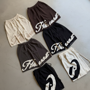 Shorts en mohair personnalisés style streetwear, imprimés, amples, au-dessus du genou, avec cordon de serrage, en tricot moelleux <span class=keywords><strong>et</strong></span> duveteux - Product Image 1