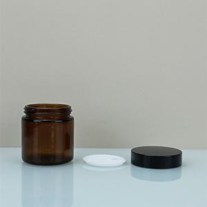 Luxury Round Cosmetic <b>Container</b> Refillable Empty Mini Eye Cream Face Cream 5g 10ml 15g 30g 50g Amber Glass Jar With Black Lids - Product Image 6