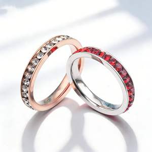 Bague d'éternité en acier inoxydable pour femme, avec cristaux CZ et zircon, empilable, pour mariage, vente en gros - Product Image 1