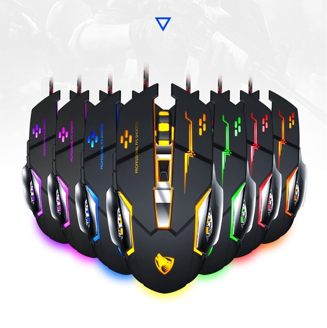 Thunder Wolf V6 Wired USB Game Mouse Luminous Mechanical Macro Programming Mouse