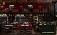 Conception graphique d'intérieur pour hôtel de luxe, restaurant, bar moderne, concept de comptoir, ensemble de mobilier de salle à manger personnalisé pour restaurant