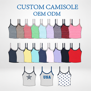 Custom Logo Women Knitted Short <strong>Cami</strong> Top OEM ODM Thick Summer Soft Cotton Spaghetti Strap Undergarment Sports Casual <strong>Apparel</strong> - Product Image 1
