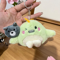 Mignon nouvelle couleur correspondant petit dinosaure en peluche poupée porte-clés en peluche petit pendentif Dragon vêtements sac porte-clés