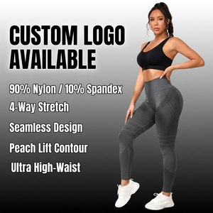 Leggings <span class=keywords><strong>de</strong></span> yoga en nylon et élasthanne pour femme, effet push-up, avec lignes <span class=keywords><strong>de</strong></span> contour, sans coutures, pour la gym et l'entraînement fitness - Product Image 2