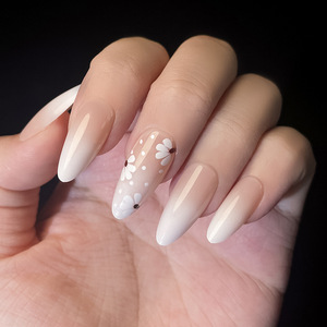 Uñas Postizas Francesas en Degradado <span class=keywords><strong>de</strong></span> Color, <span class=keywords><strong>de</strong></span> Alta Gama, con Diseño Impreso en Forma <span class=keywords><strong>de</strong></span> Almendra, para Comercio Electrónico Transfronterizo en <span class=keywords><strong>Europa</strong></span> y América - Product Image 2
