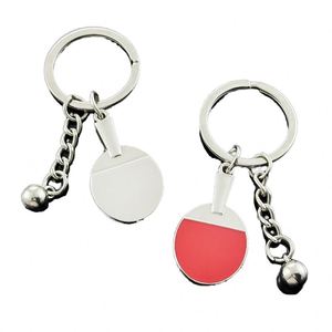 Llavero de metal personalizado con colgante de pelota deportiva, raqueta de ping-pong, llavero de aleación, llavero de raqueta deportiva, llavero para coche, regalo deportivo - Product Image 1