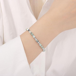 Bracelet ajustable en acier inoxydable avec pierres naturelles Amazonite, Jaspe Impérial et Pierre de Lune de 4 mm, idéal comme cadeau chrétien - Vente Flash - Product Image 3
