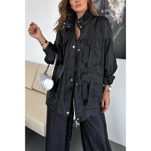 Ensemble 2 pièces décontracté pour femmes, pantalon ample à manches longues avec poche 3D, couleur unie, tendance - Product Image 3