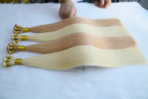 Custom Colors European Remy HandTied Hair Extensions Cuticle Intact Virgin Human Hiar Extension Hand Tied Weft