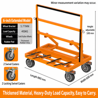 Chariot de manutention pliable pour portes et fenêtres en verre de 800 kg, chariot de transport robuste pour le déplacement de matériaux lourds