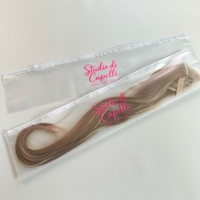 Sacs d'emballage personnalisés pour perruques, sacs en plastique transparent de luxe avec logo sur mesure pour mèches de cheveux, pochette extra longue à fermeture éclair pour extensions capillaires