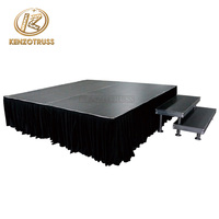 Scène mobile carrée, podium, plateforme, système de scène portable avec escalier