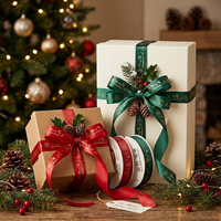 Ruban de Noël en polyester de qualité, ruban en satin de 2,5 cm, ruban cadeau en gros, ruban d'emballage, ruban de fête, ruban décoratif