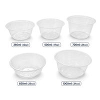 Bol à sauce jetable en plastique transparent, récipient alimentaire rond 1000 ml (34 oz) – Nouvelle solution pour la restauration à emporter et les services de traiteur