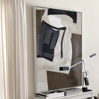 Peinture à l'huile abstraite moderne noir et blanc, cadre mural, grande peinture décorative faite à la main pour la décoration de la maison