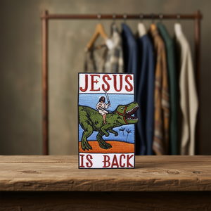 Toppa Ricamata Rettangolare 'Christian Jesus Is Back' Termoadesiva Decorativa in Tessuto Stile Feltro - Product Image 2