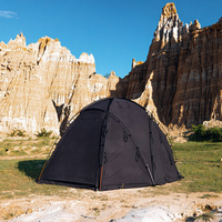Tente de camping autoportante en tissu T/C 210GSM, personnalisée OEM, pour 4 à 6 personnes, 4 saisons, imperméable, coupe-vent, entièrement noire