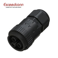 Conector LED de 3 Pines con Abrazadera Redonda para Cable Hembra, IP68 17.5A, para Iluminación LED de Calle, PA66/30%GF, Negro