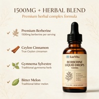 Gouttes liquides de berbérine avec cannelle de Ceylan et melon amer pour le soutien du métabolisme – Supplément complexe à base de plantes à absorption rapide