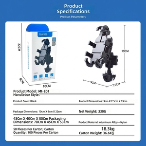 Soporte Giratorio 360° para Teléfono <span class=keywords><strong>de</strong></span> Motocicleta, con Altura Ajustable, Fijación al Manillar, Soporte Universal para Motocicletas - Product Image 6