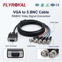 Câble vidéo HD15 VGA mâle vers 5 BNC mâle RGBHV 30cm 50cm 1m 2m Noir avec verrouillage à vis OEM – Assemblage de câble de dérivation VGA BNC