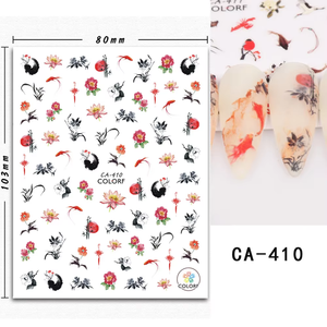 Estilo chino Lotus Water Lily DIY 3D autoadhesivo Nail Art decoraciones pegatina <span class=keywords><strong>flor</strong></span> Vintage manicura calcomanía al por mayor - Product Image 4