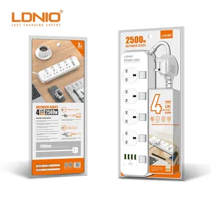 LDNIO SK4466 UK Smart Power Strip England Uk Standard Individual Switch Wall Socket With 4 Uk Outlets 4 Usb Ac Power Sockets